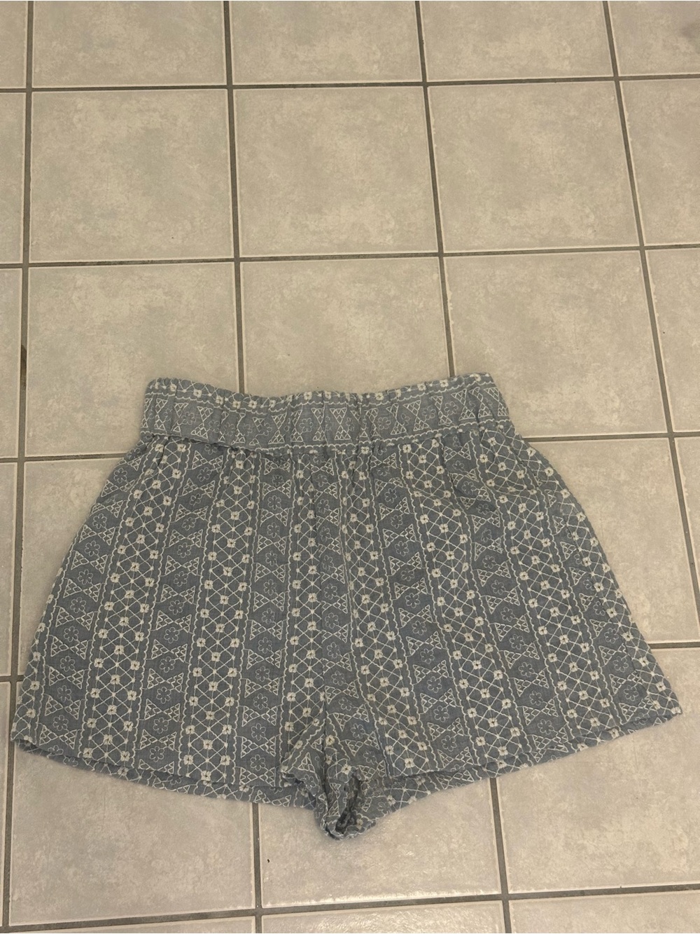 Zara Blue Patterned High-Waist Women’s Shorts